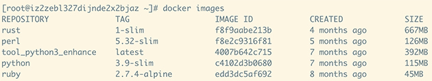docker images 镜像列表
