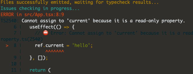 react Cannot assign to current