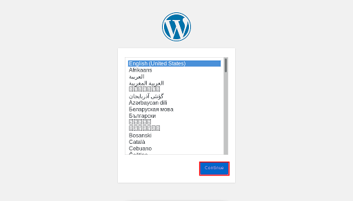 选择wordpress安装语言