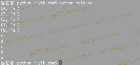 python 使用enumerate以相反顺序输出枚举