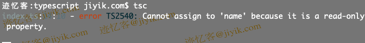 typescript Cannot assign to 'name' because it is a read only