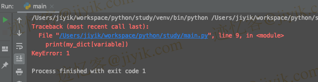 Python 中 KeyError