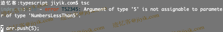 typescript Argument of type '5' is not assignable to parameter