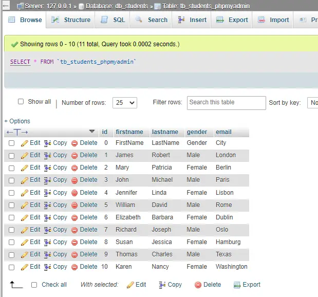 将 excel 文件导入 mysql 数据库的 3 种最简单的方法 - 使用 phpmyadmin 第 4 部分导入数据