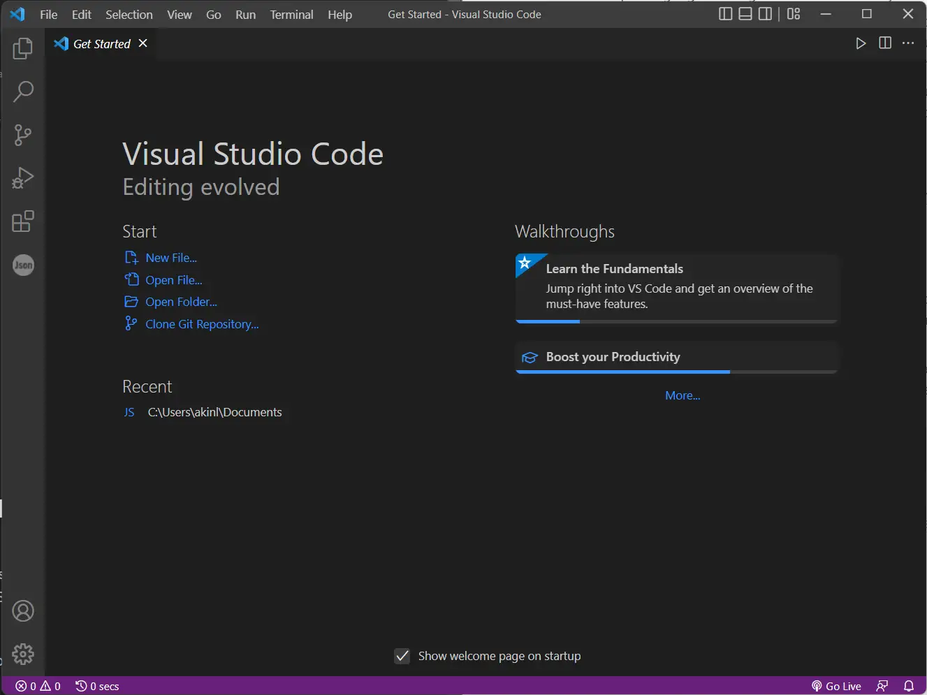 Visual Studio Code 前屏