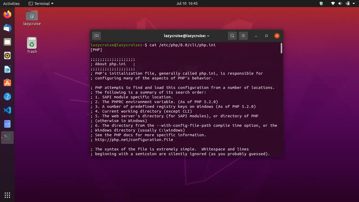 php ini on linux