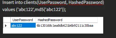 insert into clients 1 using md5