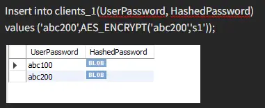 insert into clients using encrypt 2