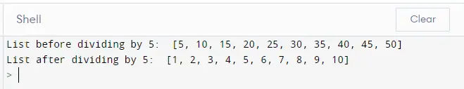 Divide List Using while Loop