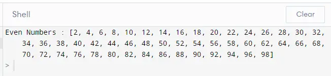 偶数在python中使用列表理解方法