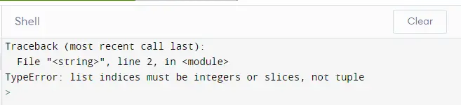 list indices must be integer, not list in Python 错误第一个例子