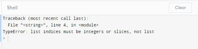 list indices must be integer, not list in Python 错误第二个例子