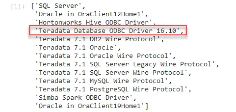 python teradata 连接 - pyodbc