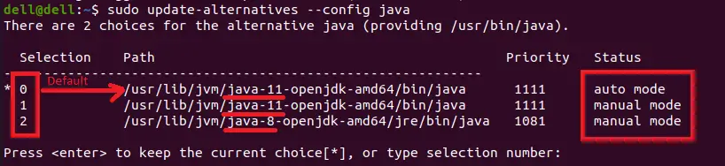 使用openjdk在ubuntu中安装java - 设置默认值