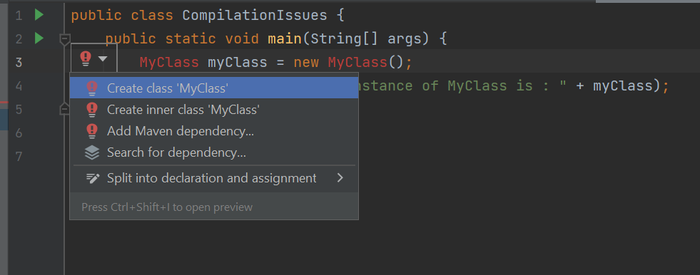 来自编辑器的建议，以避免在 Intellij 编辑器或 IDE 中出现编译问题